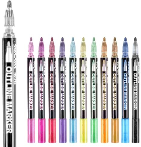 Einschulung Mädchen, Glitzerstifte Magische Stifte, 12 Zauberstifte mit Outline Effekt, Kreative Geschenke zur Einschulung & Schultüte Füllung, Basteln Mädchen,Schulanfang Mädchenr Geschenke 4-12jahre