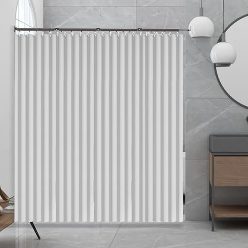 Klappbar Duschvorhangstange mit Wasserdicht Duschvorhang, Verstellbare Ausziehbar Duschstange Ecke, 360° Drehbar Duschvorhangwinkelstangen Duschvorhangstangesystem für Badewannen/Bad (Grau 4-Fach)