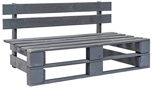Qnhdfrt Gartenbank Outdoor Paletten Holz Grau 110x65x55 cm Rustikaler Charme Wetterbeständig für Garten Terrasse Balkon