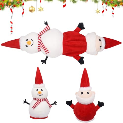 Zkaoai 2-in-1 Weihnachten Plüschtier, Weihnachtsmann Schneemannplüschtier Plüsch Spielzeug 28cm Puppen Weihnachtenkuscheltier, Süß Plush Toy Weihnachten Weihnachtsmann Schneemann Plüschtier Sofa Deko