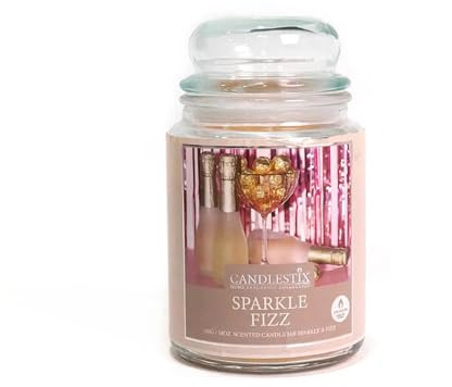 Voltico Large 18oz Scented Glass Jar Candle Natural Soy Wax Long Lasting Fragrance Aromatherapy 104 Hours Burn Time (Sparkle Fizz)