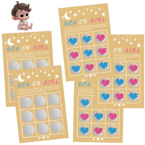 CRTLNYH 5PCS Cartes Gender Reveal à gratter pour Une Annonce Originale du Sexe de bébé – Gender Reveal Party – Moment de surprise – Fille ou garçon - (Garçon)