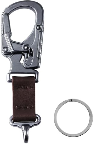 Ahiller Kleiner Alltags-Schlüsselanhänger, 4,8 cm und herausfallgeschützt | Doppelverschluss-Karabiner aus Zinklegierung, stabiler Schlüsselhaken für Autoschlüssel und Rucksackanhänger