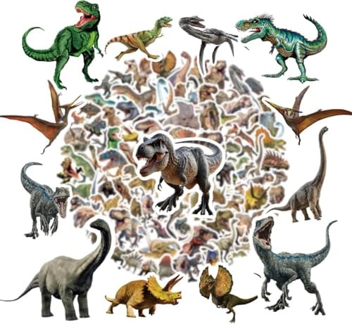 110pcs Jurassic Dinosaurier Aufkleber für Kinder Wasserdichtes Vinyl Dino Aufkleber für Jungen Mädchen Teens Wasserflasche Scrapbook Laptop Skateboard Computer (CK-028-A)