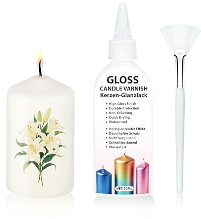 FloraVigo Kerzenlack, 70ml Wasserschiebebilder mit Kerzenlack, Versiegeln von Kerzenlack, DIY-Kerzentattoos, schützen, verschönern und fixieren Sie Ihre kreativen Kerzenarbeiten