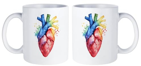Heart Anatomy Colorful Personalised Mug Ceramic Coffee Cup with Handle 11oz Customised Gifts for Birthday