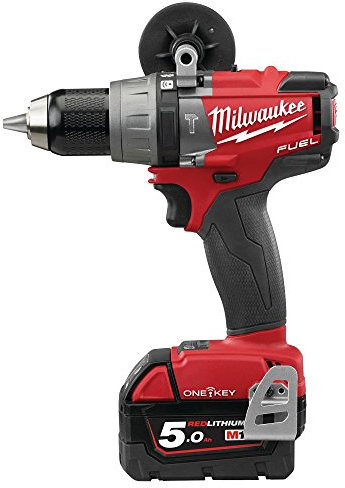 Milwaukee 4933464264 M18 FPD2-502X martello (trapano a pistola, foratura, avvitamento, nero, rosso, batteria agli ioni di litio 5 Ah), 18 V