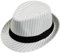Trilby-Hut mit Nadelstreifen, luxuriöser Hut, Schwarz mit weißen Streifen und weißem Band, Gangster-Stil, Größe 58 cm, in 2 Farben erhältlich