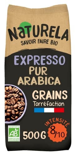 NATURELA - Café Grains Bio - Café Arabica Bio - Torréfaction Lente - Fabriqué en France - 500 g