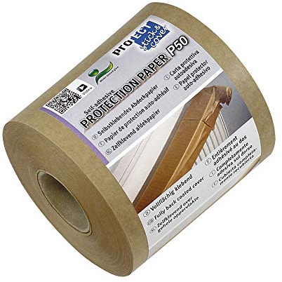 proTECT, selbstklebendes Abdeckpapier, 50g Kraftpapier, Rolle mit 75mm x 50m, Braun, Braun