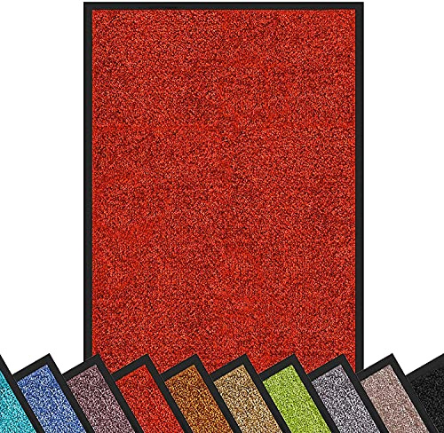 etm Hochwertige Fußmatte | schadstoffgeprüft | bewährte Eingangsmatte in Gewerbe & Haushalt | Schmutzfangmatte mit Top-Reinigungswirkung | Sauberlaufmatte waschbar & rutschfest (60x90 cm, Rot)