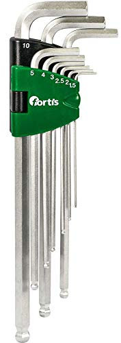 FORTIS Winkelschraubendreher-Clip 9tlg. 1,5-10mm Kugelkopf