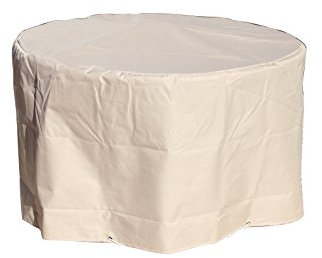 onekover Housse De Protection pour Table Ronde, Beige, Diam 120 x h 70 cm, Polyester 100% Condura 220g, Qualité supérieure, Imperméable, Anti UV, Anti Poussière, fabriqué en Europe