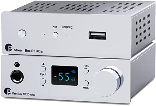 Pro-Ject DAC & Streaming Set S2 Chrome Set aus digitalem Vorverstärker, Streaming-Bridge und USB-Kabel