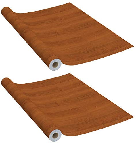 Festnight 2 pz Pellicole Autoadesive per Porte 210x90 cm Carta da Parati Adesiva PVC Impermeabile Pellicola Adesiva per Mobili Colore Legno Scuro/Rovere Chiaro/Rovere Moro