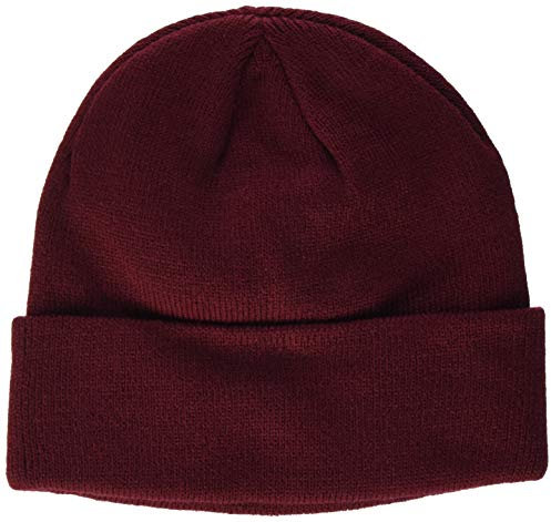 Build Your Brand Unisex-Adult Heavy Knit Beanie Hat, Burgundy, one Size