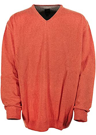 Kitaro Pullover Pulli Strick Wollpullover Herren Wolle V Ausschnitt, Farbe:orange, Herrengrößen:4XL