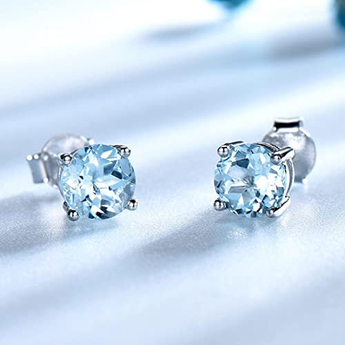 Echt 925 Sterling Silber Schmuck Erstellt Sky Blue Topas Ohrstecker Jubiläum Für Frauen Geburtstagsgeschenke