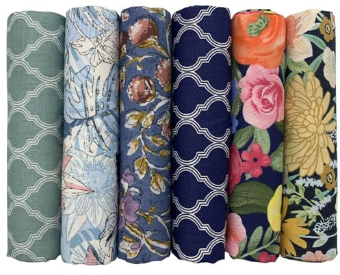 UOOOM 6 Stueck 50 x 50cm Stoffpakete Patchwork Stoffe Baumwolle tuch DIY Handgefertigte Nähen Quilten Stoff Baumwollgewebe Verschiedene Designs (Farbe 9012#)