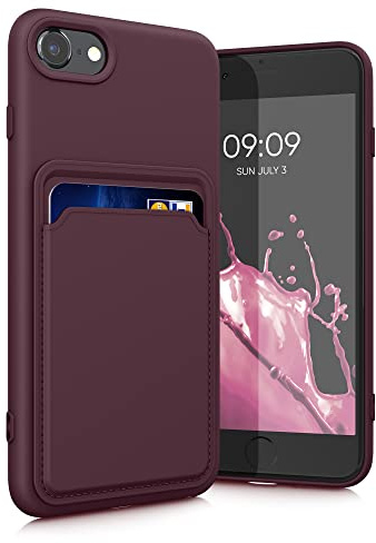 kwmobile Handyhülle für Apple iPhone SE (2022) / SE (2020) / 8/7 Hülle mit Kartenfach - TPU Case - Kabelloses Laden - Schutzhülle Cover in Tawny Red