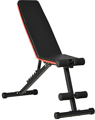 HOMCOM klappbare Hantelbank 2 in 1 Stahl Hantelbank mit verstellbarer Höhe 7-Position kippbare Rückenlehne für Home Workout Gym Last 120 kg 116x43x56-116 cm Schwarz