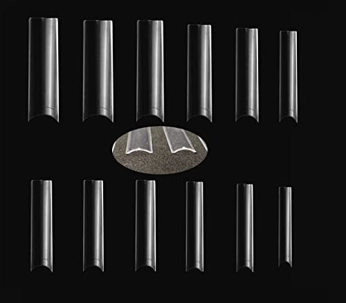 SITELENABY 504pcs No C Curve 3XL Square Nail Tips - Clear Acrylic Nails - Square Shape - Half Cover - ABS Material - False Nails - 12 Sets of 42pcs Each