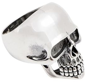 Biker Ring 925 Sterling Silver CHUNKY Heavy Skeleton Skull Rings for Men, Skull Gothic Punk Biker Ring Size: R T W U Y Z (R)