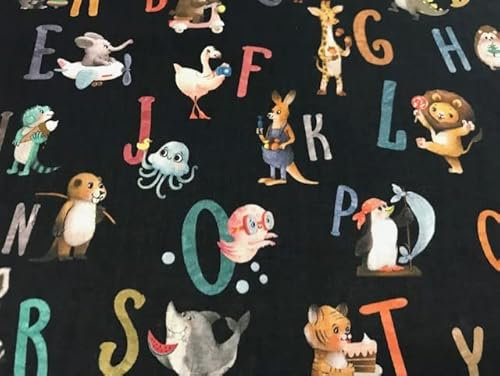 Baumwollstoff, Animal-Stoff, Kinderstoff, Bastel- und Bastelstoff, Stoffe als Meterware, 1 Meter x 140 cm