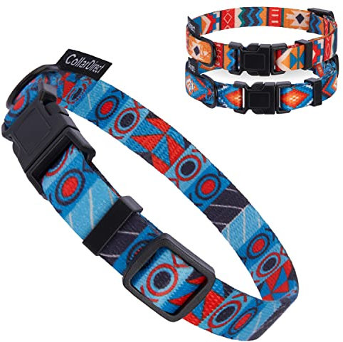 CollarDirect Hundehalsband für kleine, mittelgroße und große Hunde oder Welpen, niedliches einzigartiges Design mit SchnellverschlussSchnalle, Tribalethnisches Aztekenmuster (Ethnisch, 19-27 cm)