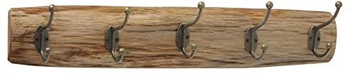 mucHome Garderobenleiste ca. 55cm Natur Eiche Holz mit 5 Kleiderhaken