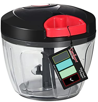 Cambom Manual Food Chopper Vegetable Cutter, Hand String Vegetable Chopper Onions Cutter for Vegetable Fruits Nuts BPA Free Food Safe Material, 650ml Black