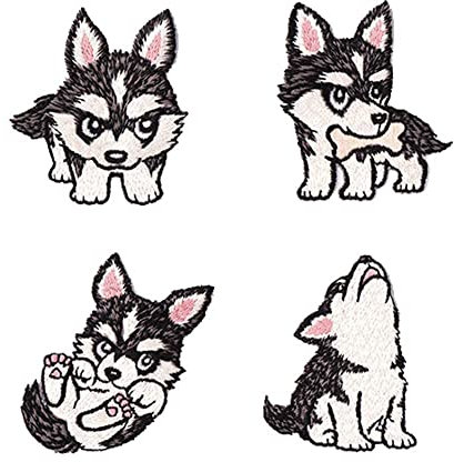 4 Stück niedlich heiser Applikation Stickerei Aufnäher Set, Flicken zum Aufbügeln, Gestickte Flicken Aufnäher, Coole Patches für Männer, Frauen, Jungen, Mädchen, Kinder