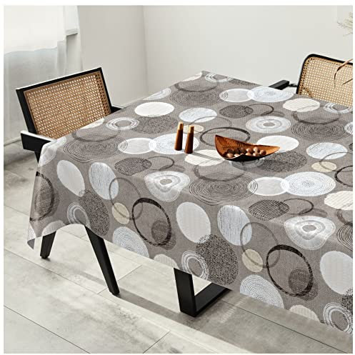 Wachstuchtischdecke Wachstuch Tischdecke abwaschbar Wachstischdecke Plastik-Tischdecken Glatt 220x140cm Schnittkante Kreise Grau Ornamente