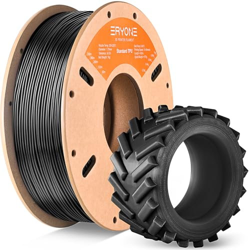 ERYONE TPU Filament 1.75mm, 3D Drucker Filament,Flexible TPU Filament, TPU 95A, Maßgenauigkeit +/- 0,03 mm, 1kg 1 Spule, Schwarz
