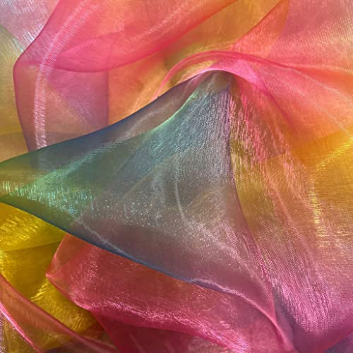 Mehrfarbiger Organza-Voile-Stoff, für Vorhänge, Kostüme, Kleiderherstellung, Brautschmuck, Hochzeit, Dekorationen, Displays, Drapierung, 150 cm breit, Meterware (Regenbogen)