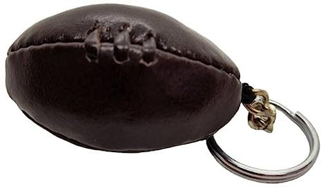 ALL SPORT VINTAGE- Mini porte clés Rugby - marron vintage - Cuir de vachette - Cousu main - Marque française