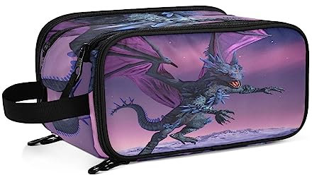 Kulturbeutel Fantasy-Drachen-Design Große Kosmetiktasche Kulturtasche Waschtasche Make Up Tasche Waschbeutel Schminktasche für Damen Mädchen