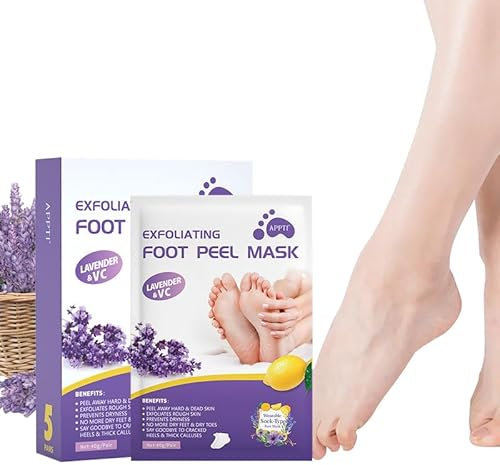 Fußmaske, 5 Paar Fuß Peeling Maske, Hornhaut entfernen fuß Maske, Fußmaske Socken Feuchtigkeitspendende für Trockene und Rissige Füße, Foot Spa für Männer und Frauen