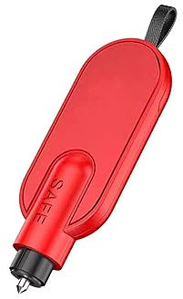 CGEAMDY Notfallhammer fürs Auto, 2 In 1 Gurtschneider Notfallhammer, Multifunktions Mini Sicherheitshammer mit Gurtmesser, Hammer Rettungshammer fürs Auto, Bus (Rot)