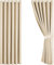 AMEHA Blackout Eyelet Curtains for Living Room 90x90 Inch Drop Black Out Curtains Thermal Insulated Energy Saving Ring Top Cream Curtain 2 Panels & Tieback