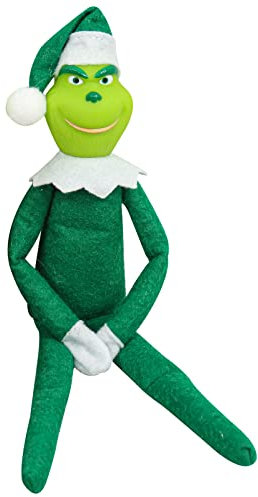 Yearsahrk Grinch Kuscheltier Christmas Grinch Plüschtier Weihnachtself Puppe Lustiges Monster Gekleideter Weihnachtsmannanzug mit Weihnachtsmütze Xmas Geschenke (Grün)