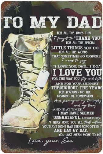 Schuhe Leinwand-Poster „To My Dad for All The Times That I Forget to Thank You for All The Special Little Things You Do I Love You Love Your Son“, Aluminiumschild, Wanddekoration, Metallschild, 14 x 2