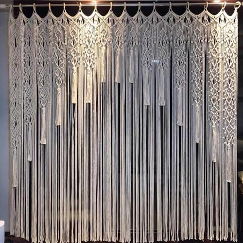Rope,nylon rope, Macrame Curtains for Windows,Door Curtains,Handmade Macrame Wall Hanging Tapestry Natural Cotton Rope Art Woven Boho Home Decorations,Beige-100x110cm ( Color : Beige , Size : 100x110c