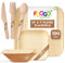 FOOGO Green 600pcs Disposable Eco Palm Leaf Plates, Bowls & Cutlery Set - FSC Certified with 100 Large, 100 Small Plates, 100 Bowls, 100 Forks, 100 Knives & Spoons