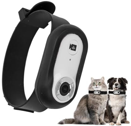 Sxhlseller Katzenhalsband Kamera, HD 1080P Haustierhalsband Kamera mit 8G Speicherkarte, Mini Sport Action Körperkamera für Videoaufzeichnungen von Hunden und Katzen Im Innen- und (White)