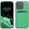 kwmobile Case Compatible with iPhone 15 Pro Case - TPU Phone Cover with Credit Card Holder - Lime Green