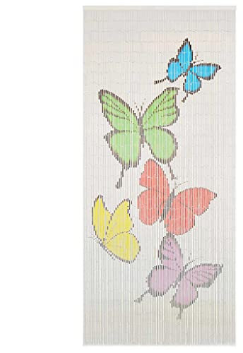 FOZICV Vorhänge Schlafzimmer Mehrfarbig 90x200 cm Raumgestaltung Bambusvorhang Schmetterling-Aufdruck Türvorhang für Privatsphäre und Wärmedämmung Leise Gardinen für Wohnungen Balkone