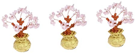 Alipis 3st Geldbaum-Desktop-Ornament Kristalle Für Hexerei Glücksgeldbaum Glücksornament Feng Shui Zimmerpflanze Kunstpflanze Münze Feng Shui Baum Feng-Shui-Figur Vermögen Dekor Rosa
