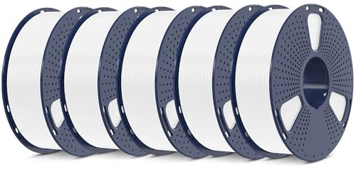SUNLU 5KG PLA Plus 3D Druckerfilament, PLA+ Filament 1.75mm, Robustes 3D Filament, Kompatibel mit 3D Druckern, 1kg Spule (2.2 Pfund), insgesamt 5kg, PLA+ Weiß