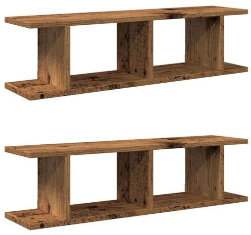 vidaXL Wandregale 2 STK. Altholz-Optik 75x18x20 cm Holzwerkstoff, Schweberegal, schwebendes Regal, Hängeregal, Wandboard, Regal, Regalbrett, CD-Regal